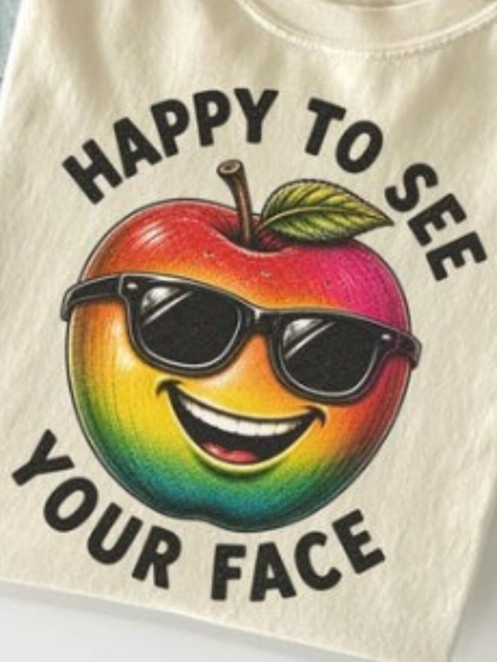 Happy to See Your Face Shirt, Apple Back to School Mens Womens Teacher Shirt - Picture 2 of 4